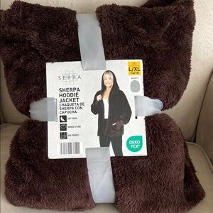 NWT Serra Chocolate Sherpa Hoodie Jacket: Size L/XL